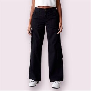 NEW Pacsun Black Cargo Pants L Wide-Leg Trousers Cotton